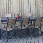 Lot de 2 chaises Côme - Aluminium et effet bois | Confortable, empilable, légère | Graphite & Look bois