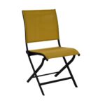 Chaise pliante Elégance - Aluminium et toile TPEP | Légère, pliable, durable | Graphite & Moutarde