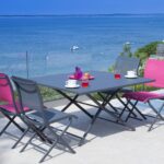 Chaise pliante Elégance - Aluminium et toile TPEP | Légère, pliable, durable | Taupe & Lilas