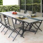 Lot de 2 chaises pliantes Ida - Aluminium et toile TPEP | Design épuré, légère, confortable | Graphite & Gris Moutarde