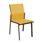 Chaise Delia - Aluminium et toile TPEP | Légère, empilables et élégante | Graphite & Moutarde