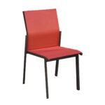 Chaise Delia - Aluminium et toile TPEP | Légère, empilables et élégante | Graphite & Rouge