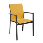 Fauteuil Delia - Aluminium et toile TPEP | Léger, moderne et économique | Graphite & Moutarde