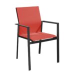 Fauteuil Delia - Aluminium et toile TPEP | Léger, moderne et économique | Graphite & Rouge