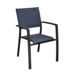 Lot de 6 fauteuils Games - Aluminium et toile TPEP | Empilables, pratiques et intemporels | Graphite & Bleu
