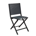 Lot de 2 chaises pliantes Ida - Aluminium et toile TPEP | Design épuré, légère, confortable | Graphite & Gris Bleu