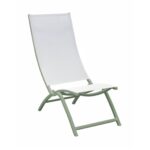 Lot de 4 fauteuils pliants Summer Lounge - Châssis aluminium et toile TPEP | Modernes, légères et confortables | Amande & Chiné blanc