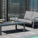 Canapé Antonino | Châssis aluminium époxy et tissu | Bleu & Gris