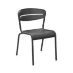 Lot de 2 chaises Haora - Aluminium epoxy | Style industriel, galbées, empilables | Graphite