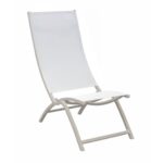 Lot de 4 fauteuils pliants Summer Lounge - Châssis aluminium et toile TPEP | Modernes, légères et confortables | Crème & Chiné blanc