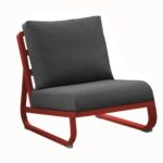 Fauteuil Antonino | Châssis aluminium et tissu | Rouge & Gris