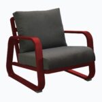 Fauteuil Lounge Antonino | Châssis aluminium et tissu | Rouge & Gris