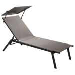 Lot de 2 lits Florence avec ombrelle - Châssis aluminium et toile TPEP | Dossier réglable | Graphite & Gris