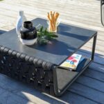 Table basse Hug | Châssis aluminium époxy et sangle tressée | Anthracite