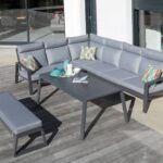 Table Le Marseille | Châssis aluminium époxy et plateau à lattes | Graphite