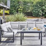 Salon de jardin d'angle Prado | 2 canapés | Graphite & Beige