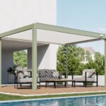Pergola autoportée solaire Mira | 3x4m | Amande & Blanc