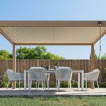 Pergola autoportée solaire Mira | 3x4m | Bois & Crème