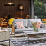 Salon de jardin Raphia | 2 fauteuils + 1 canapé | Graphite & Gris