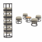 Salon de jardin Totem | 4 fauteuils + 1 table basse | Graphite & Gris