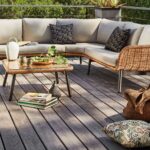 Salon de jardin d'angle Tornado | 2 méridiennes + 1 angle + 1 table basse | Graphite & Beige