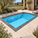Mini-piscine bloc moins de 10m2 équipée 4 x 2,5m, kit complet